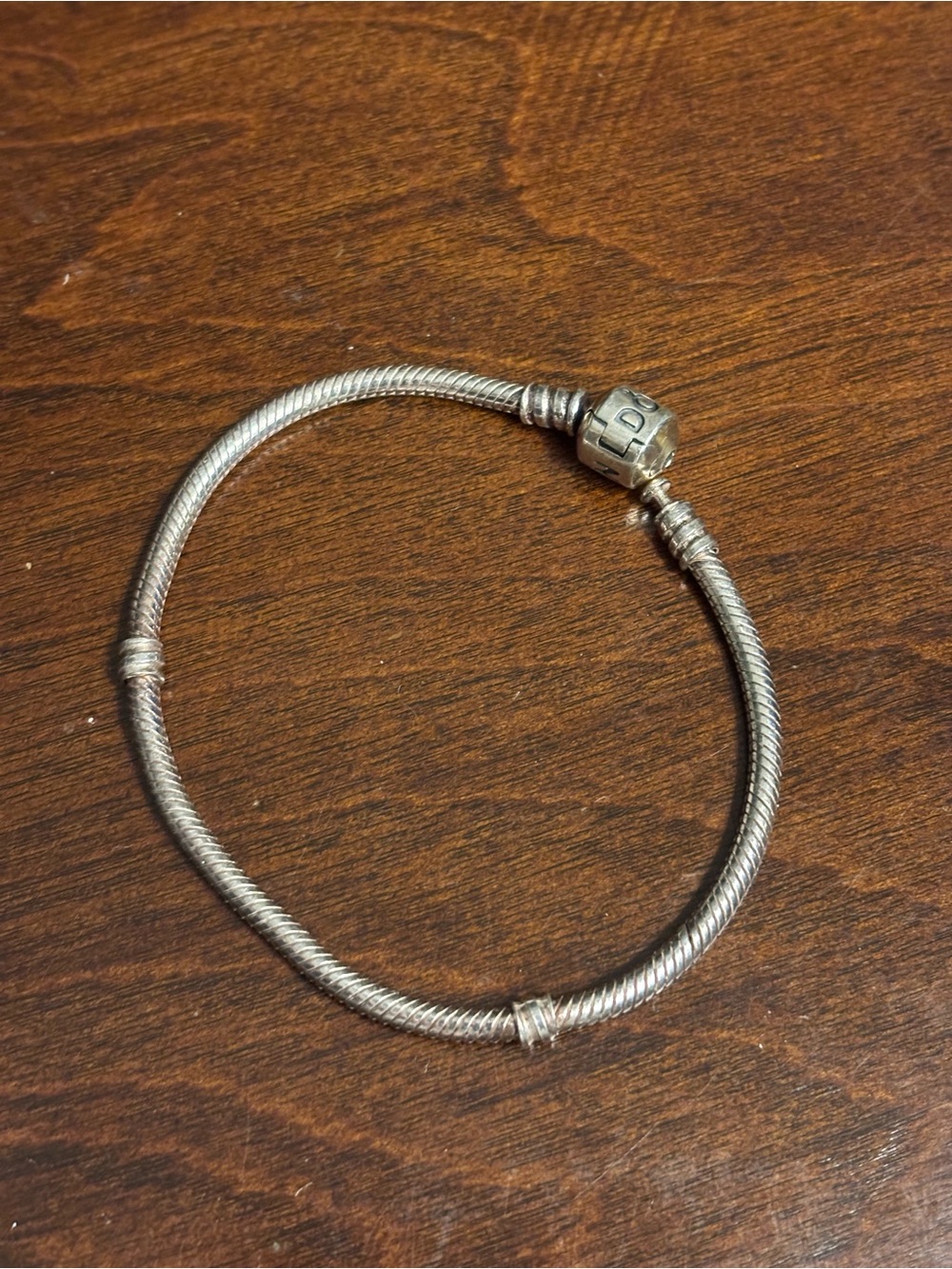 Pandora Sterling Silver Snake Chain Charm Bracelet 7.5inch EUC